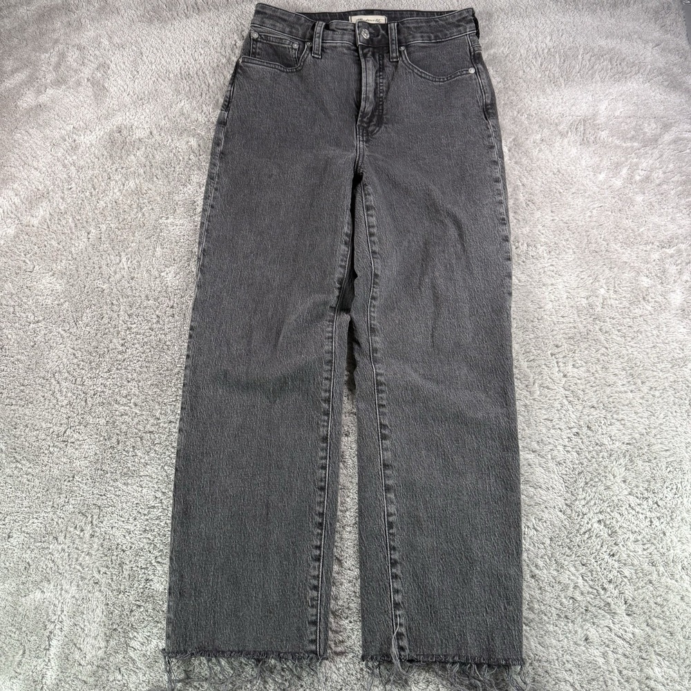 Madewell Curvy Perfect Vintage Jeans Womens 26 Black High Rise Straight Raw Hem